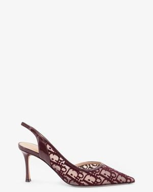 Dior Aable Slingback Mesh Court Shoes Embroidery - Pink