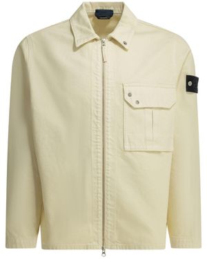 World Class Fashion Stone Island Zippered Overshirt Jacket - Natural