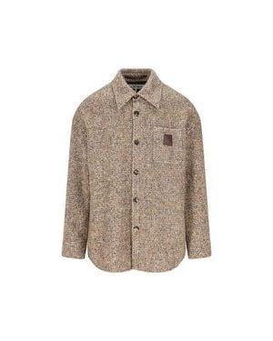 Loewe Wool And Llama Blend Overshirt Jacket - Brown