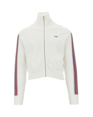 Autry Knitted Track Jacket With Logo Embroidery - White