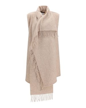 Fabiana Filippi High-Neck Wool Cape - Natural