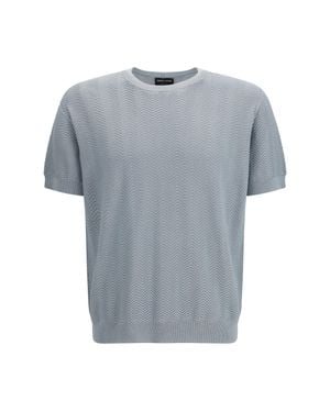 Giorgio Armani Short-Sleeved Cotton And Silk Jumper - Grey