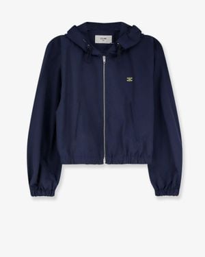Celine Cotton Blend Jacket With Logo - Blue