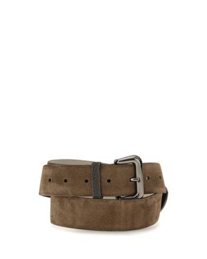 Brunello Cucinelli Suede Belt With Jewellery Detail Caramel - Brown