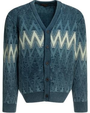 Beams Plus Yarn Cotton Cardigan - Blue