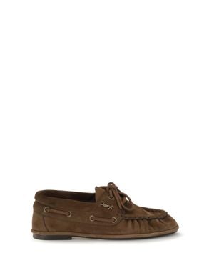 Saint Laurent Suede Loafers Sigaro - Brown