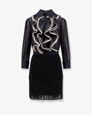 Elisabetta Franchi Viscose Dress With Ruffles - Black
