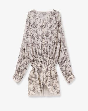 Golden Goose Short Cotton Dress With Floral Pattern - White