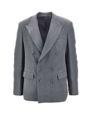 MARSĒM Gabardine Double-Breasted Tailored Jacket - Grey