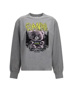 Ganni Isoli Teddy Forest Sweatshirt Paloma - Gray