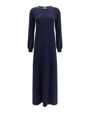 Malo Long Cashmere Crewneck Dress - Blue