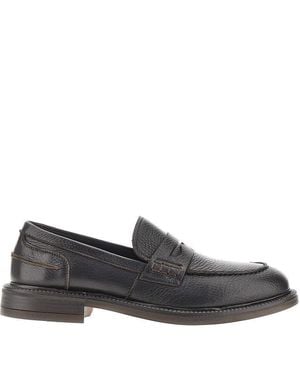 JUAN LACARCEL BY CALCE Grained Leather Loafers - Black