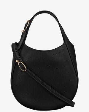 Longchamp Le Foulonné Leather Shoulder Bag - Black