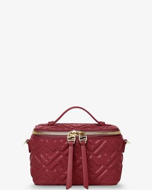 Fendi Vanity Leather Crossbody Bag With Ff Motif - Red