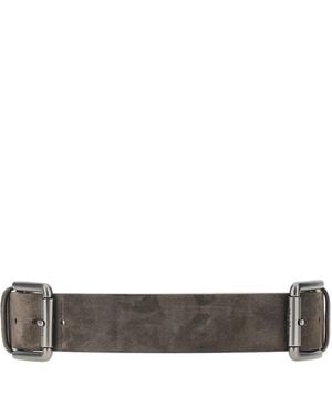 Max Mara Double Buckle Suede Leather Belt - Grey