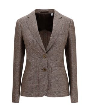 Burberry Single-Breasted Wool And Linen Blazer - Brown