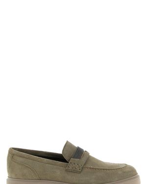 Brunello Cucinelli Suede Leather Loafers - Green