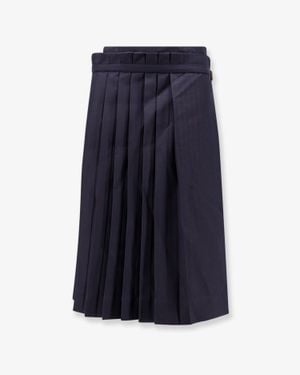 Dries Van Noten Sim Pleated Wool Midi Skirt - Blue