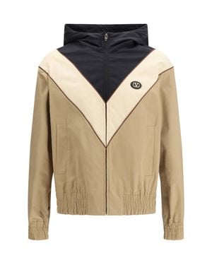 Valentino Nylon Hooded Windbreaker Jacket - Blue