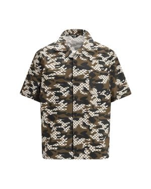 Gcds Shirt Checked Camo - Grey