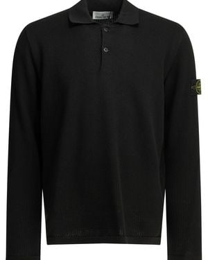 Stone Island Long Sleeve Polo Shirt - Black