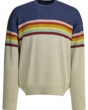 Kapital 2 Tones Peckish Crewneck Sweater - Blue