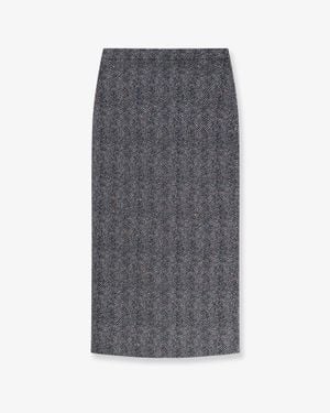 Givenchy Herringbone Motif Cotton Skirt - Grey