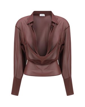 ANDAMANE Draped Shirt - Brown