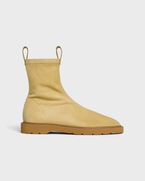 Celine Suede Stretch Leather Ankle Boots - Yellow