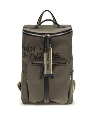 Fendi Tourist Canvas Backpack Verde Militare+Nero - Green