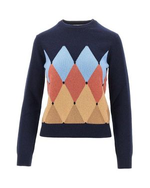 Ballantyne Cashmere Lozenge Jumper - Blue