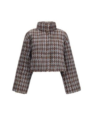 GONGDID DESIGN Short Padded High-Neck Jacket - Brown
