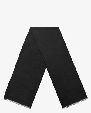 Gucci Wool And Silk Blend Scarf With Gg Motif - Black