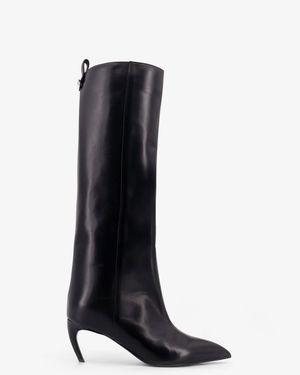 The Attico Lea Leather Boots - Black
