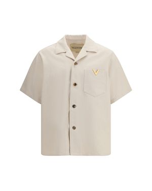 Valentino Signature Vlogo Bowling Shirt - White