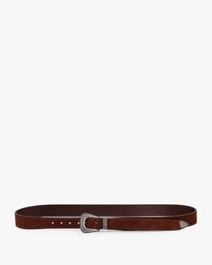 Brunello Cucinelli Suede Belt - White