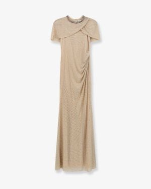 Self-Portrait Self Portrait Maxi Dress With Rhinestones - Natural