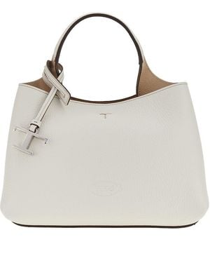 Tod's Grained Leather Micro Shopping Bag - Grey