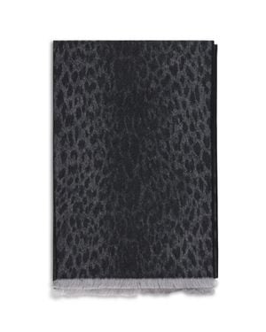 Gucci Leopard-Print Wool Scarf Flanner - Black