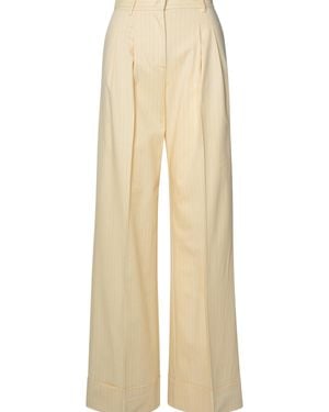 ANDAMANE 'Nathalie' Ivory Wool Blend Trousers - Natural