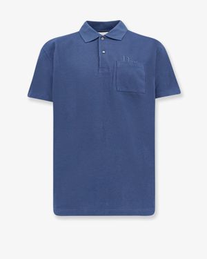 Dior Dior Cotton Polo Shirt With Embroidered Logo - Blue