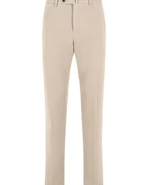 PT01 Slim Fit Cotton Pants Ivory - Natural