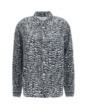 Bottega Veneta Viscose Shirt With Fil Coupé Feathers - Grey