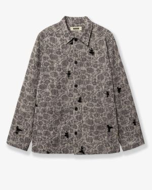 Woodbird Shirt Jacket With Melange Inlay - Grey