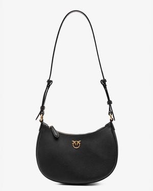 Pinko Half Moon Mini Leather Shoulder Bag - White