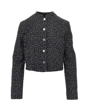 Emporio Armani Sequinned Denim Short Jacket - Black