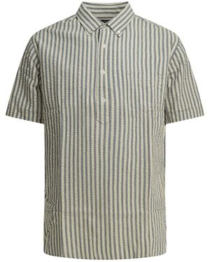 Beams Plus Casual Cotton Seersucker Shirt - Grey