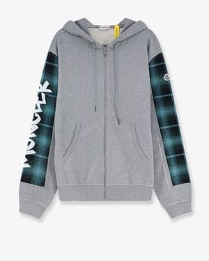 Moncler Cotton Zip-Up Hoodie - Blue