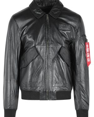 Alpha Industries Cwu Leather Jacket - Gray