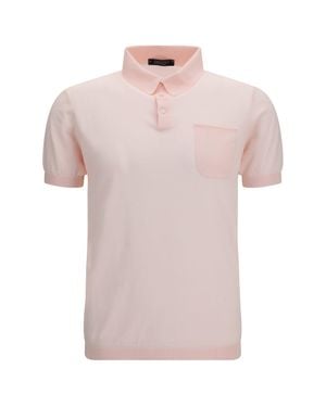Aragona Cashmere Short-Sleeve Cotton Polo - Pink